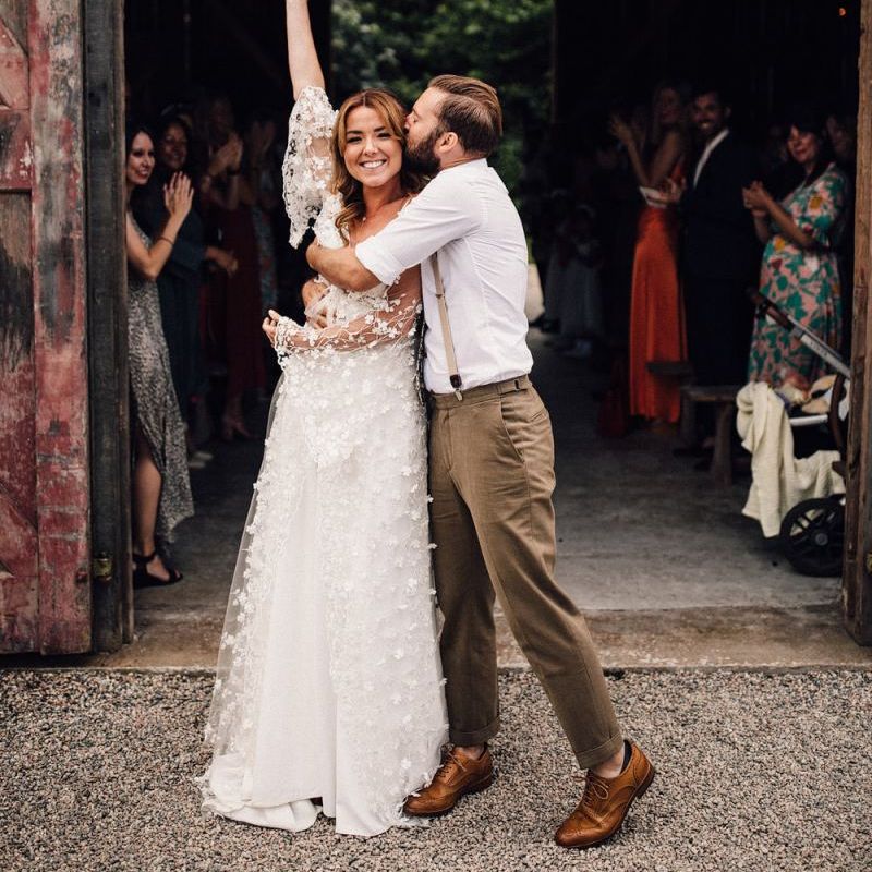 Bride and groom celebrate marriage
