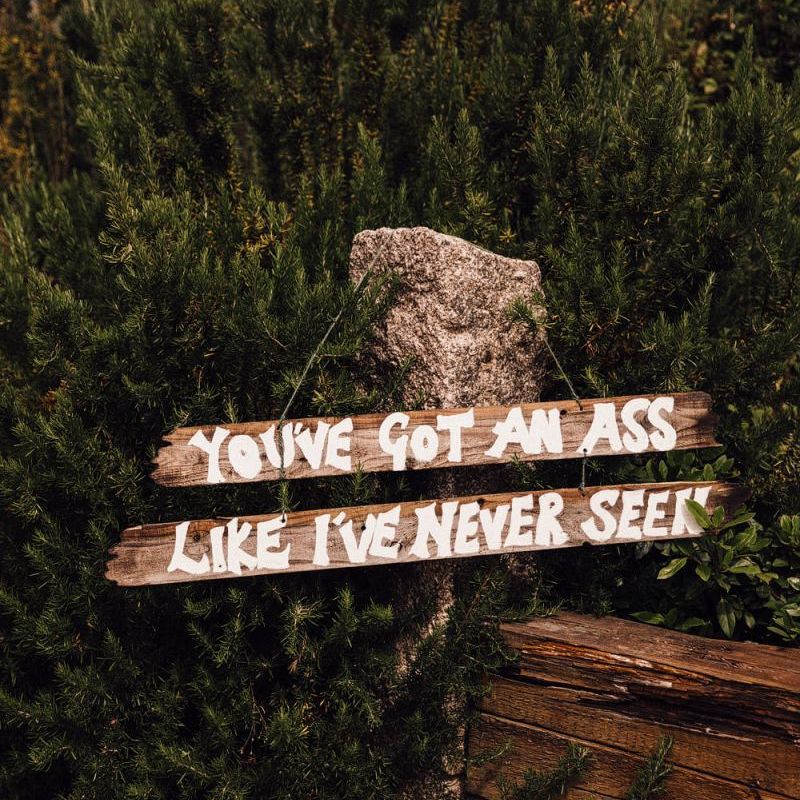 Rustic wooden wedding signs
