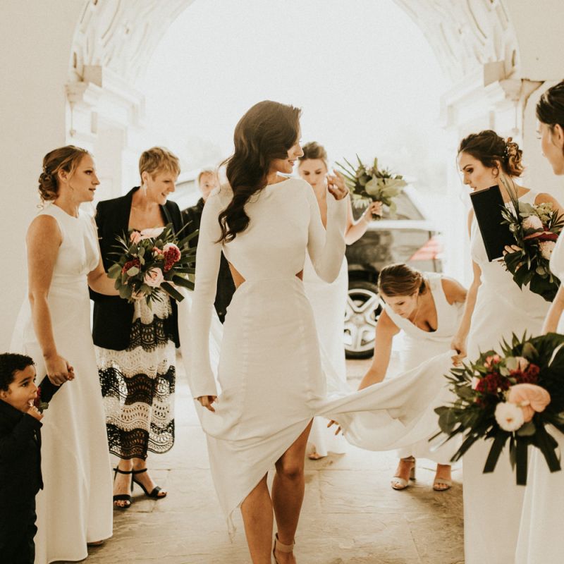 Bridal Party Getting Ready to Walk Down the Aisle