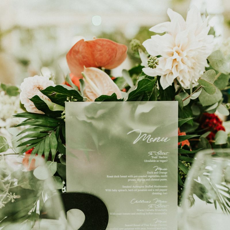 Translucent Paper Menu Card for the Centrepiece