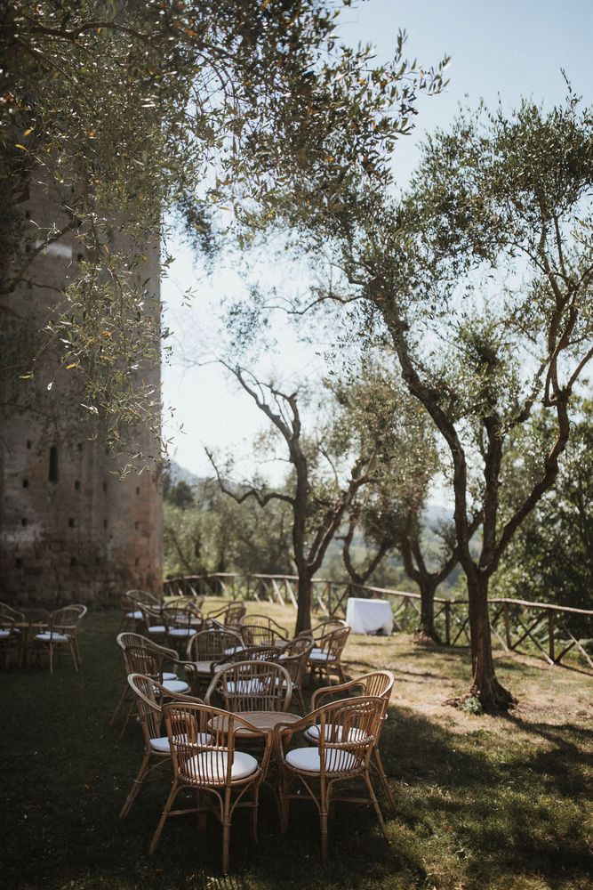 Intimate Italian Castle Wedding with Prosecco Tower