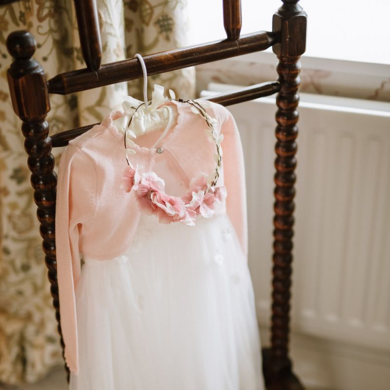 Flower Girl Outfit with Tulle Dress and Pink Cardigan