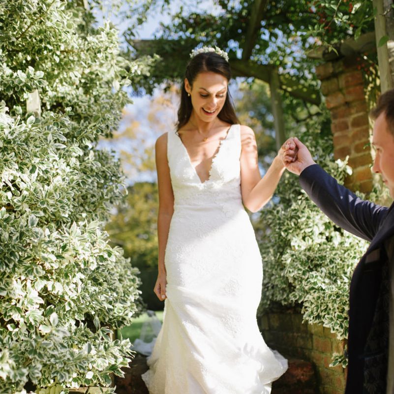 Bride in Lace Cymbeline Wedding Dress