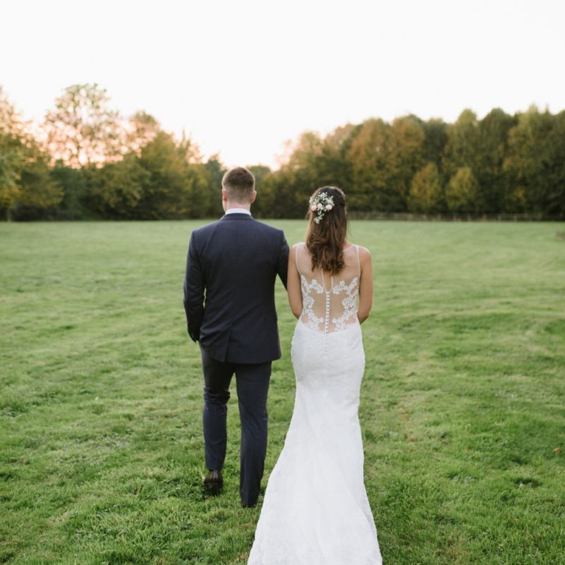 Bride with Illusion Lace Cymbeline Wedding Dress