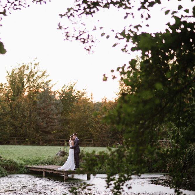 Bride and Groom Golden hour Portrait in the Countryside