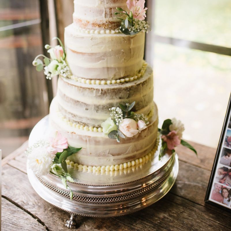 Semi Naked Wedding Cake with Flower Decor