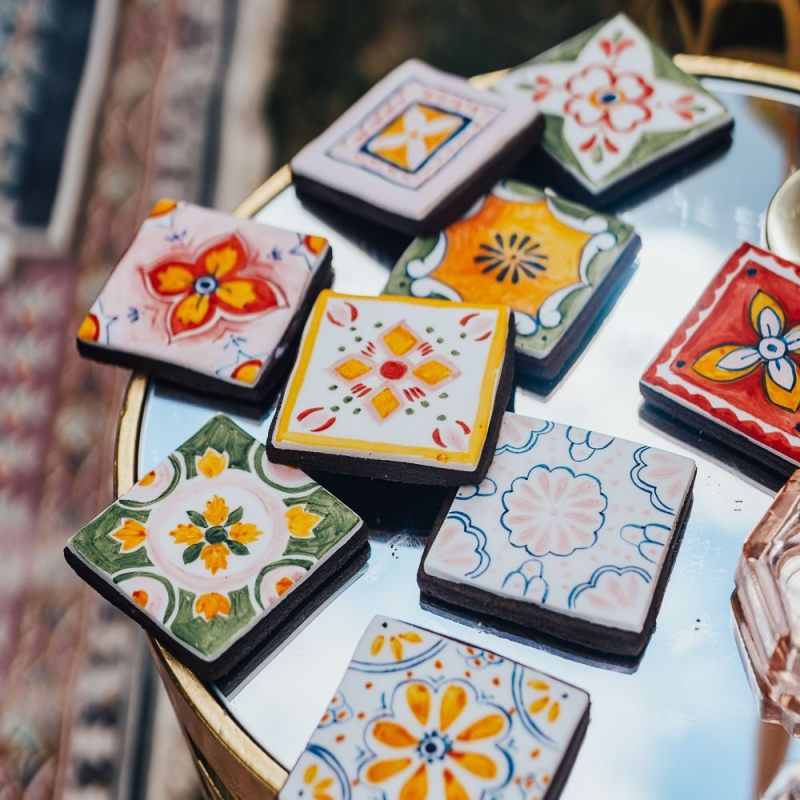 colourful tile biscuits