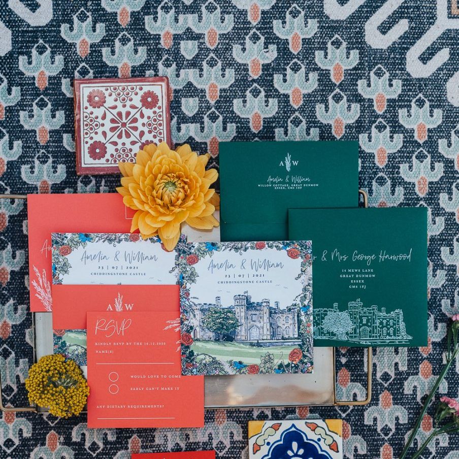 colourful folk inspired stationery suite by Aimee Willow Designs