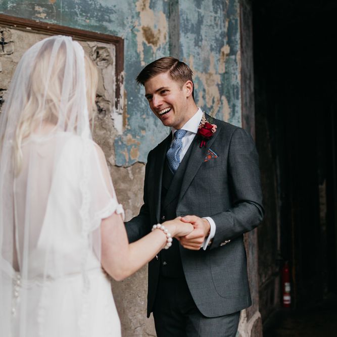Bride and grooms first look at reception in London