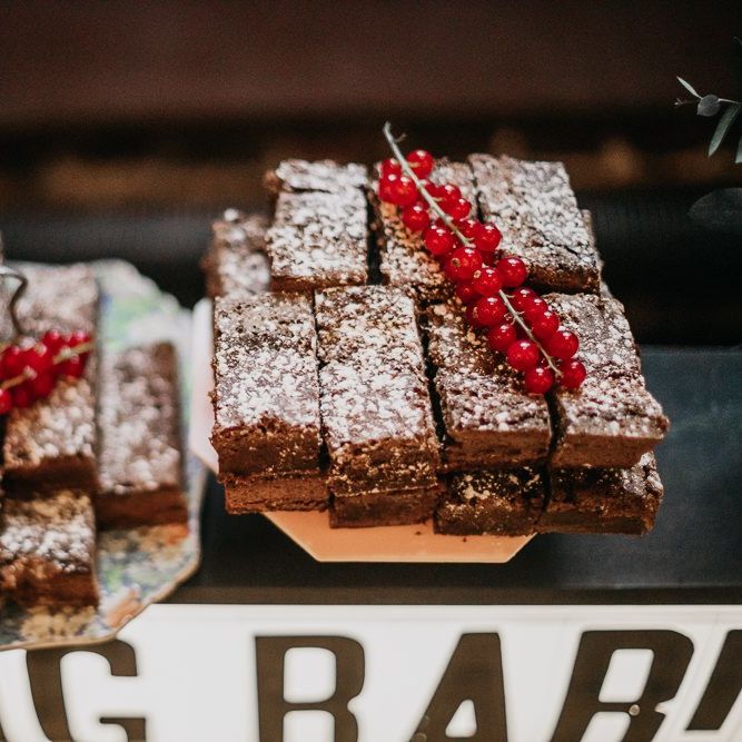Pudding bar treats at bright and eclectic celebration in London