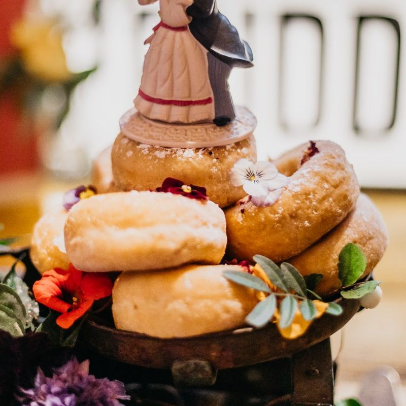 Pudding bar treats at bright and eclectic celebration in London