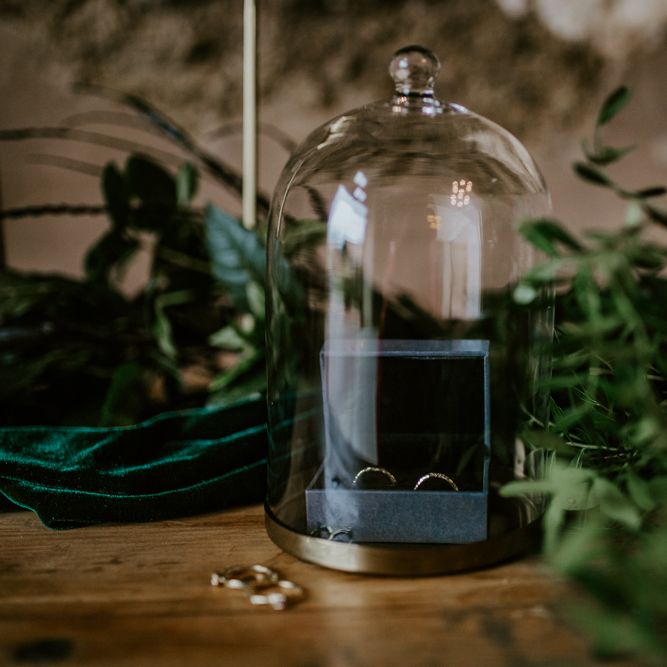 Wedding Banks Under a Cloche | Forest Green and Black Dark Decadence Wedding Inspiration in a Rustic Barn Planned &amp; Styled by Knots &amp; Kisses with Images by Daze of Glory Photography