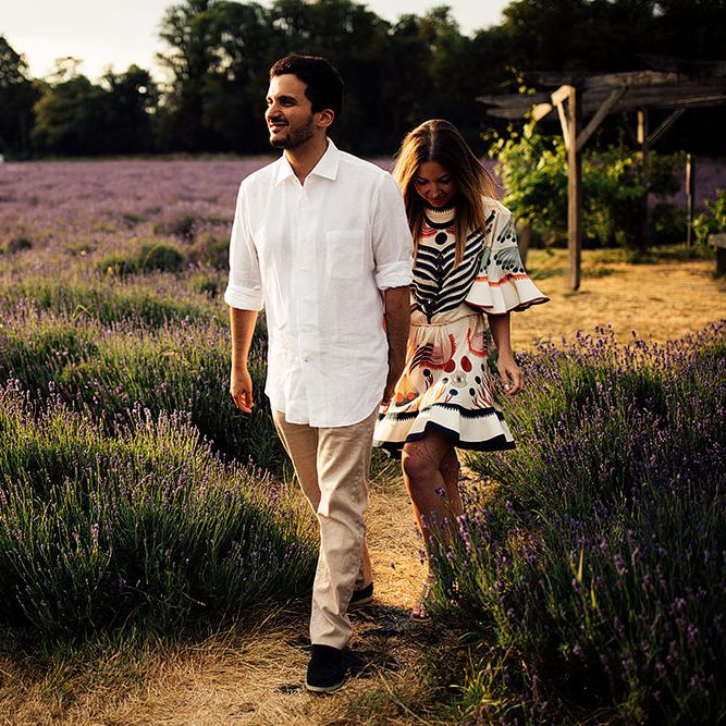 Surprise Marriage Proposal Engagement Shoot at Sunset | Golden Hour Portraits | Pre Wedding Shoot | Couples Portraits | Mayfield Lavender Fields | Chloe Dress | Harry Michael Photography