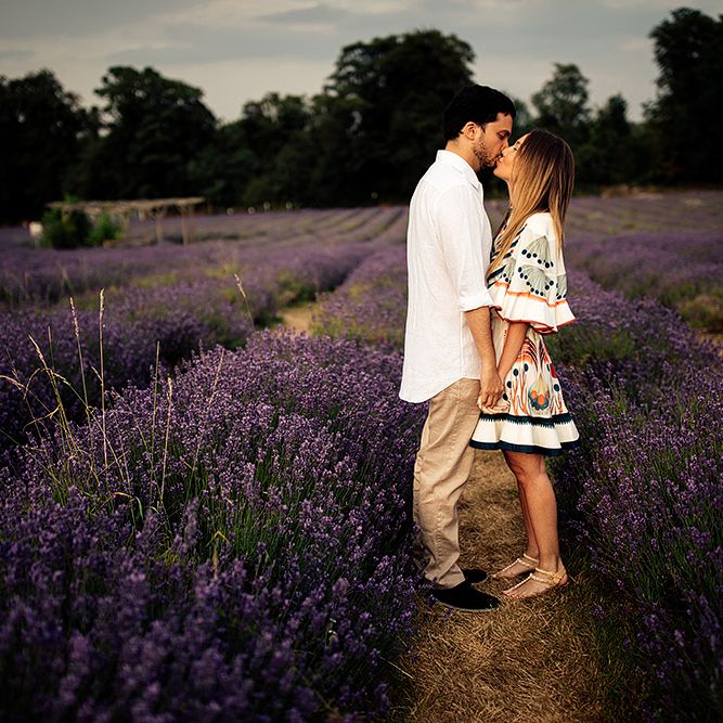 Surprise Marriage Proposal Engagement Shoot at Sunset | Golden Hour Portraits | Pre Wedding Shoot | Couples Portraits | Mayfield Lavender Fields | Chloe Dress | Harry Michael Photography