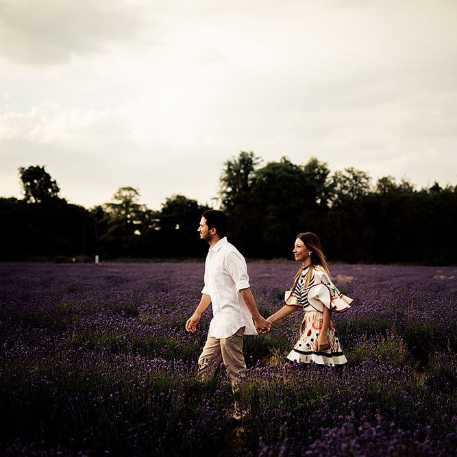 Surprise Marriage Proposal Engagement Shoot at Sunset | Golden Hour Portraits | Pre Wedding Shoot | Couples Portraits | Mayfield Lavender Fields | Chloe Dress | Harry Michael Photography