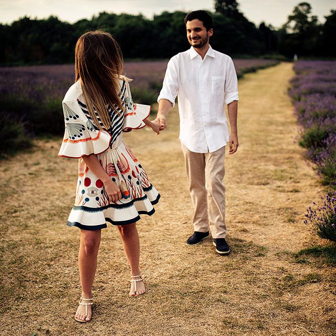 Surprise Marriage Proposal Engagement Shoot at Sunset | Golden Hour Portraits | Pre Wedding Shoot | Couples Portraits | Mayfield Lavender Fields | Chloe Dress | Harry Michael Photography