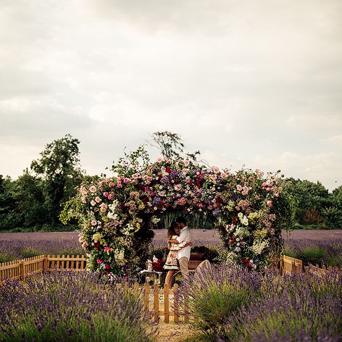 Floral Installation | Dima and Nady, Engaged | Mayfield Lavender Fields | www.harrymichaelphotography.com 2018