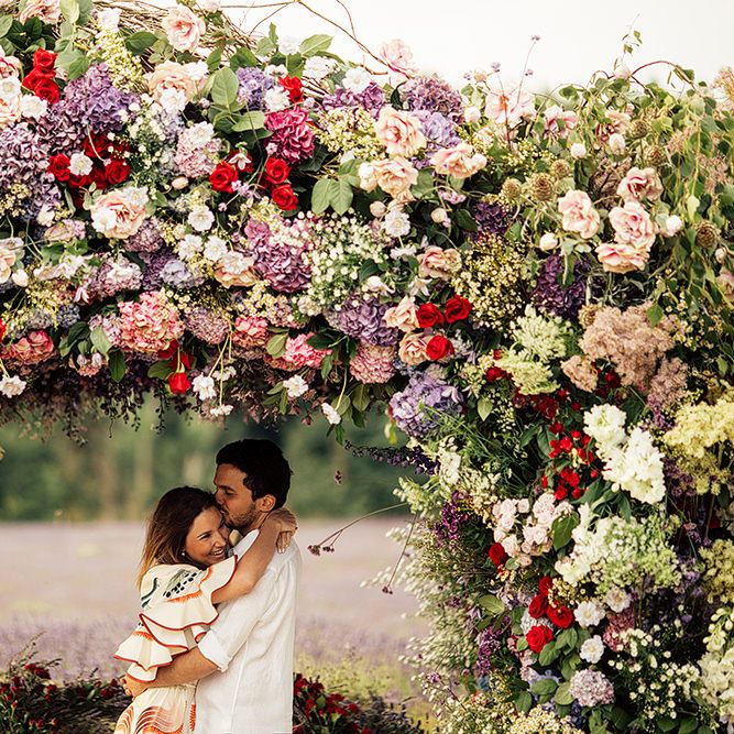 Surprise Marriage Proposal Engagement Shoot at Sunset | Golden Hour Portraits | Pre Wedding Shoot | Couples Portraits | Mayfield Lavender Fields | Chloe Dress | Floral Installation | Harry Michael Photography