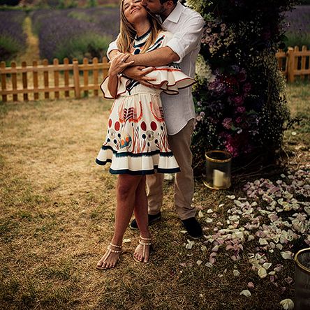 Surprise Marriage Proposal Engagement Shoot at Sunset | Golden Hour Portraits | Pre Wedding Shoot | Couples Portraits | Mayfield Lavender Fields | Chloe Dress | Floral Installation | Harry Michael Photography