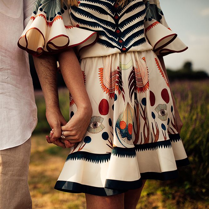 Surprise Marriage Proposal Engagement Shoot at Sunset | Golden Hour Portraits | Pre Wedding Shoot | Couples Portraits | Mayfield Lavender Fields | Chloe Dress | Floral Installation | Harry Michael Photography