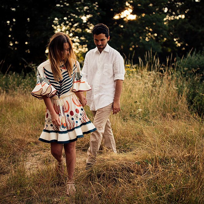 Surprise Marriage Proposal Engagement Shoot at Sunset | Golden Hour Portraits | Pre Wedding Shoot | Couples Portraits | Mayfield Lavender Fields | Chloe Dress | Harry Michael Photography