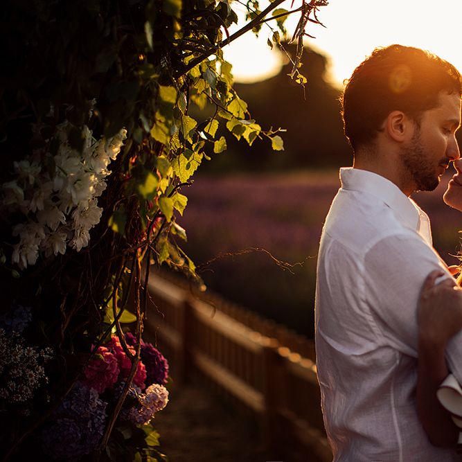 Surprise Marriage Proposal Engagement Shoot at Sunset | Golden Hour Portraits | Pre Wedding Shoot | Couples Portraits | Mayfield Lavender Fields | Chloe Dress | Harry Michael Photography