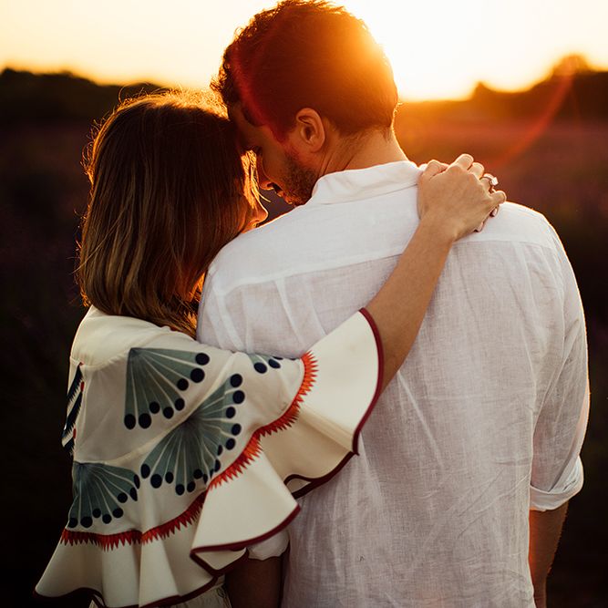 Surprise Marriage Proposal Engagement Shoot at Sunset | Golden Hour Portraits | Pre Wedding Shoot | Couples Portraits | Mayfield Lavender Fields | Chloe Dress | Harry Michael Photography