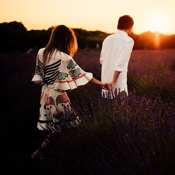 Surprise Marriage Proposal Engagement Shoot at Sunset | Golden Hour Portraits | Pre Wedding Shoot | Couples Portraits | Mayfield Lavender Fields | Chloe Dress | Harry Michael Photography