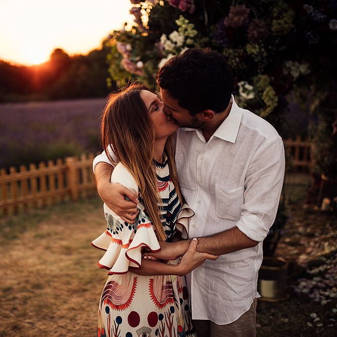 Surprise Marriage Proposal Engagement Shoot at Sunset | Golden Hour Portraits | Pre Wedding Shoot | Couples Portraits | Mayfield Lavender Fields | Chloe Dress | Harry Michael Photography