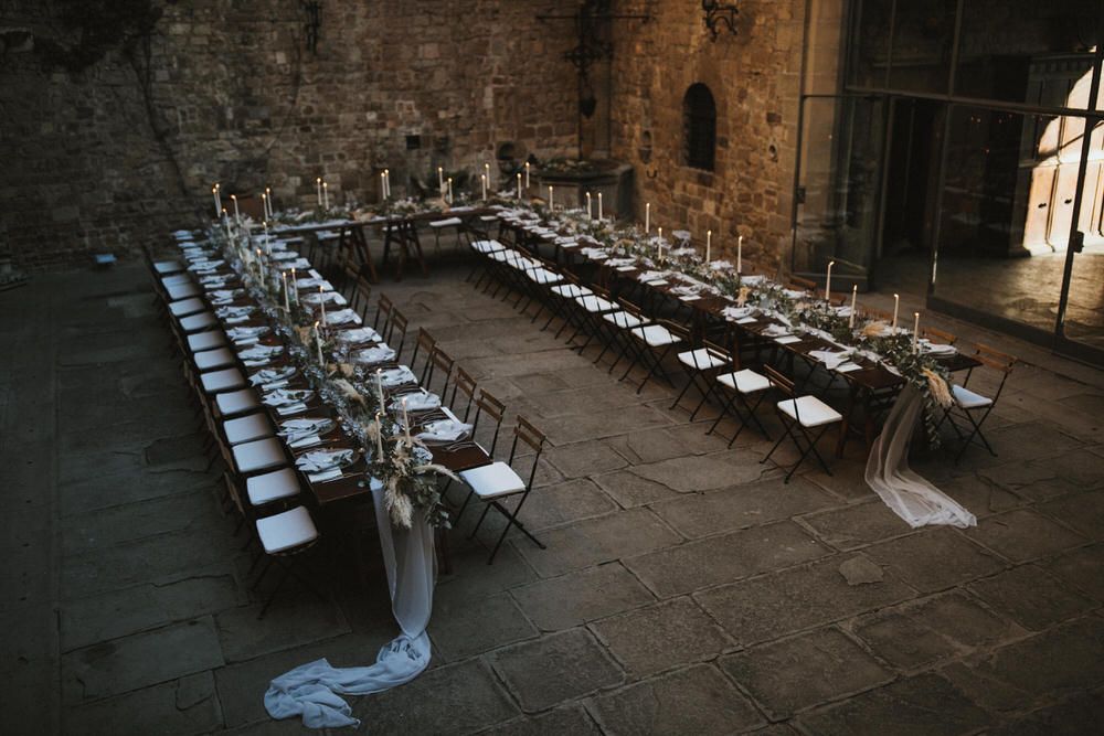 Tuscan Castle Destination Wedding In Italy With Bride In Gold Headband ...