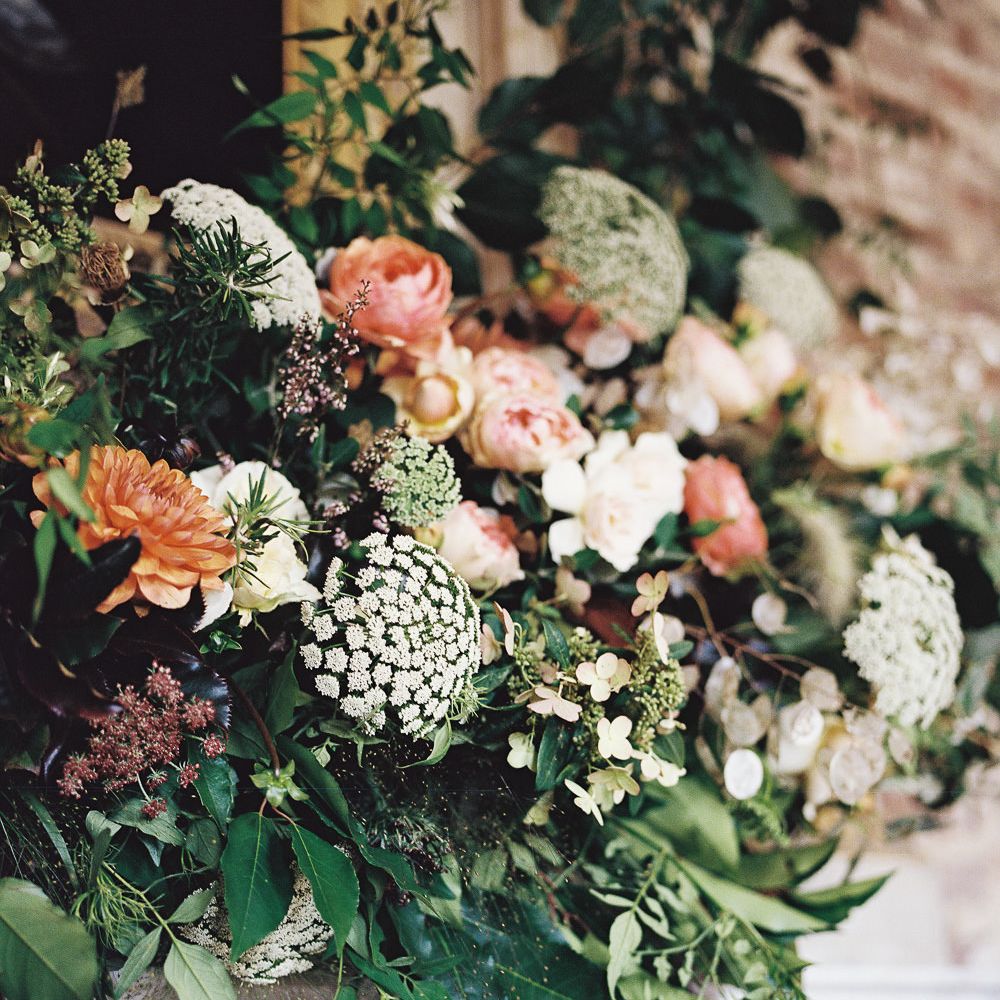 Living Coral, White &amp; Greenery Wedding Flowers | Elegant Summer Inspiration at St Giles House, Dorset by Jessica Roberts Design   Imogen Xiana Photography