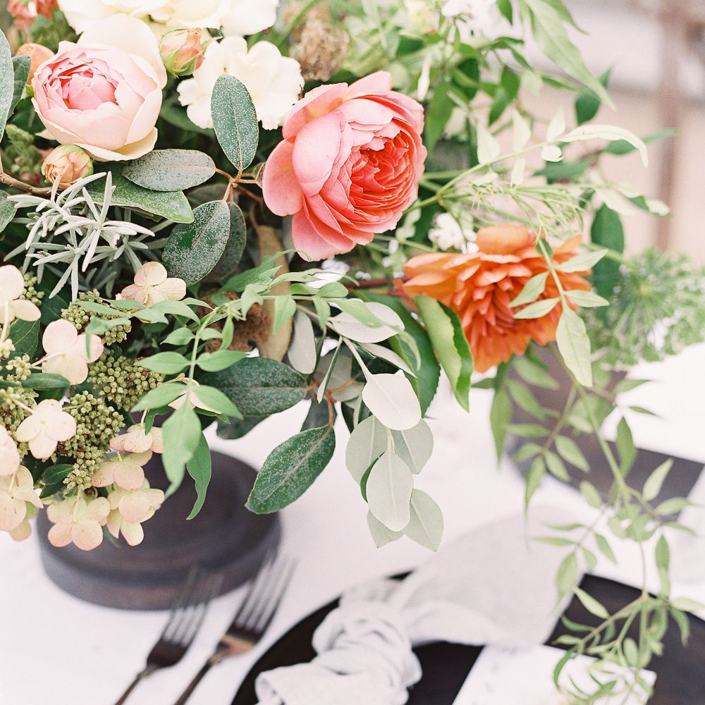 Stylish Place Setting  with Black Platter &amp; Menu Card | Elegant Summer Inspiration at St Giles House, Dorset by Jessica Roberts Design   Imogen Xiana Photography