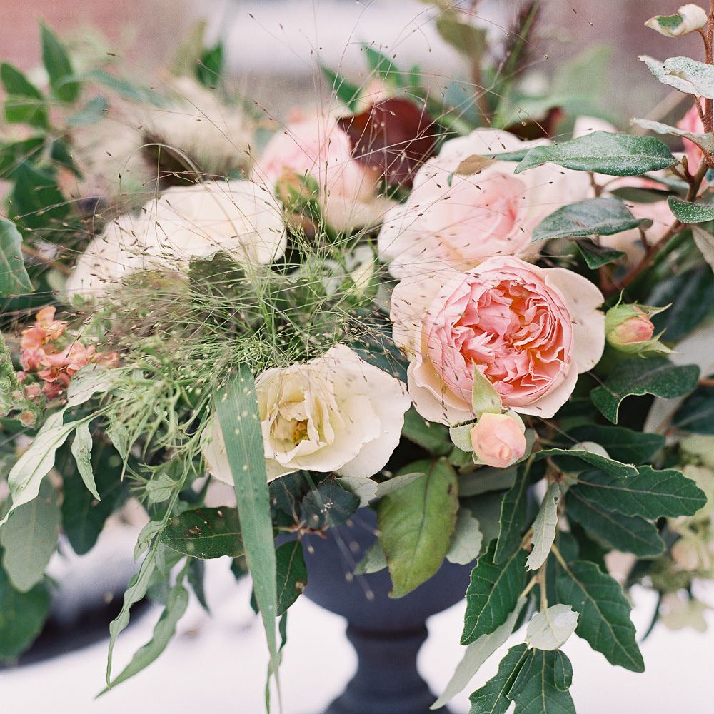 Living Coral, White &amp; Greenery Floral Centrepieces | Elegant Summer Inspiration at St Giles House, Dorset by Jessica Roberts Design   Imogen Xiana Photography