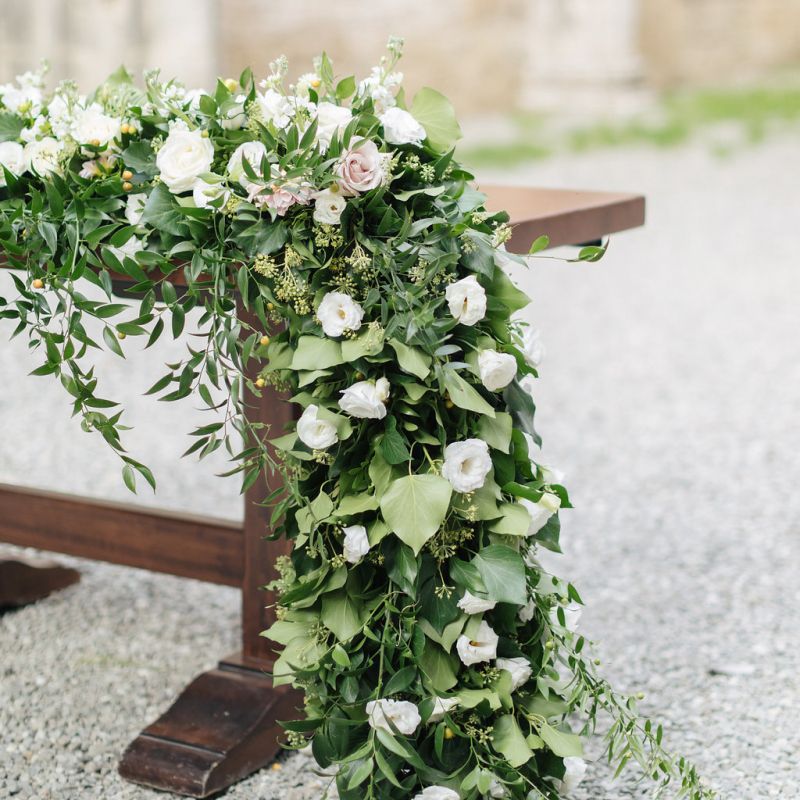 Greenery and White Flower Floral Garland