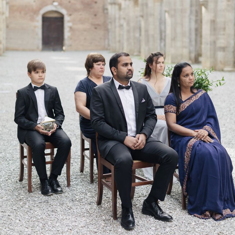Wedding Guests During Intimate Wedding Ceremony