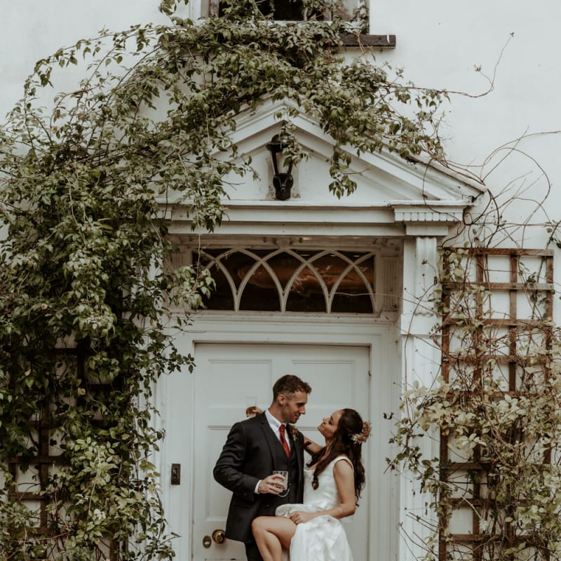 Bride and groom portrait for Welsh September 2020 wedding