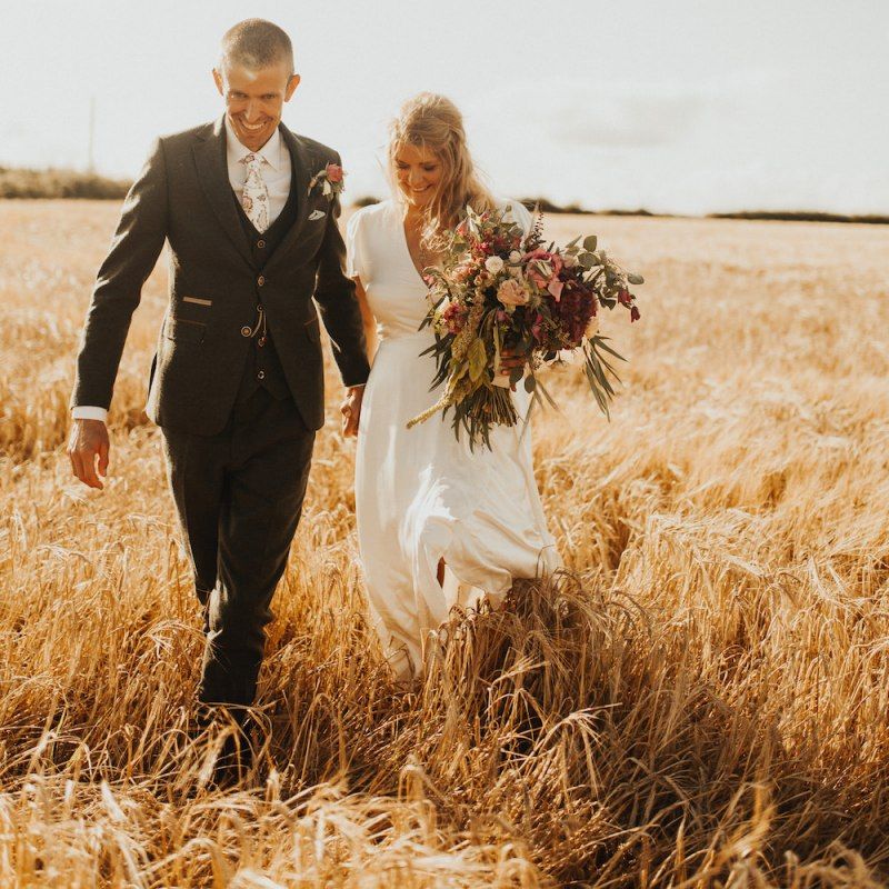 Bride changes from Eliza Jane Howell dress to Ghost wedding dress