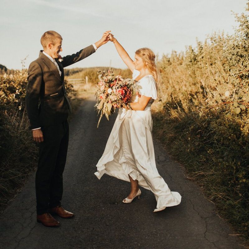 Bride changes from Eliza Jane Howell dress to Ghost wedding dress