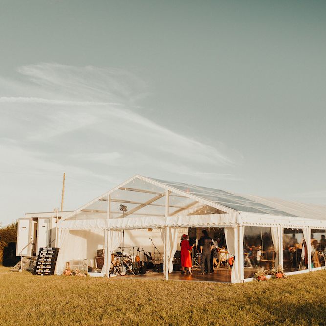 Clear span marquee for wedding reception