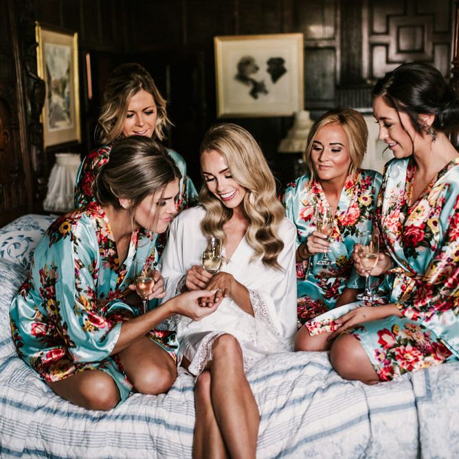 Bride Showing off Engagement Ring on Wedding Morning