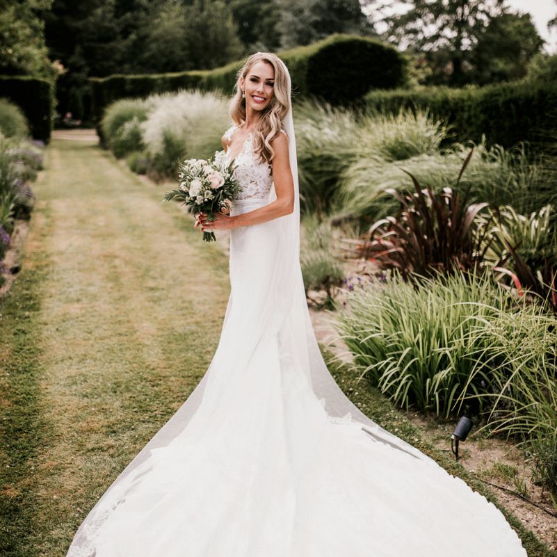 Bride in Vicenta Pronovias Wedding Dress