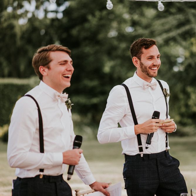 Groomsmen Giving Speech During Wedding  Reception