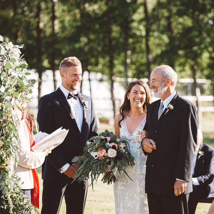 Bride wearing beautiful Made With Love Bridal dress at intimate ceremony with seven guests