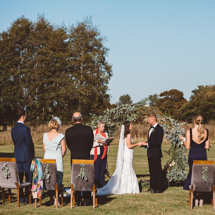Outdoor intimate ceremony with seven guests