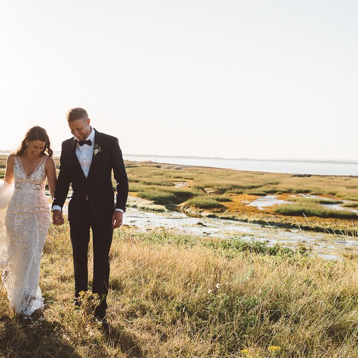 Bride and groom steal a moment and enjoy golden hour together