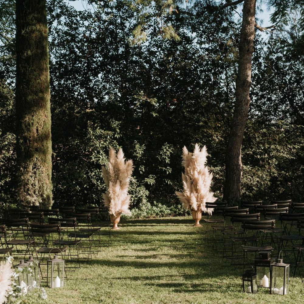 Pampas grass wedding ceremony decor