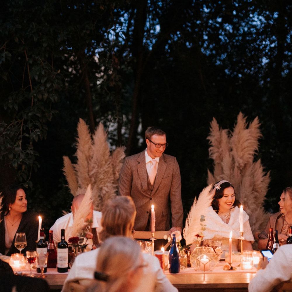Groom during wedding speeches