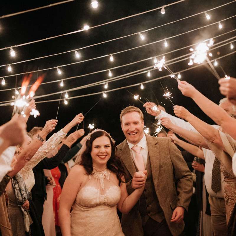 Bride and groom sparkler exit at destination wedding