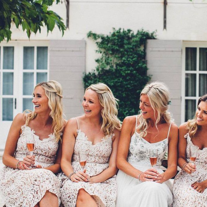 Bridal Party | Bride in Needle &amp; Thread Gown | Bridesmaids in Nude Lace ASOS Dresses | Outdoor Destination Wedding at Le Peit Hameau Wedding Venue Provence, South of France Planned by By Mademoiselle | Lovestruck Photography