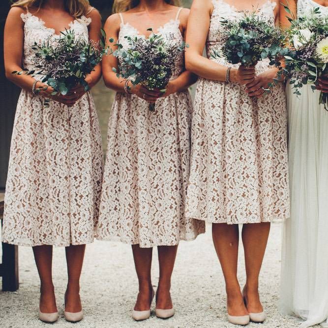 Greenery Wedding Bouquets | Bridal Party | Bride in Needle &amp; Thread Gown | Bridesmaids in Nude Lace ASOS Dresses | Outdoor Destination Wedding at Le Peit Hameau Wedding Venue Provence, South of France Planned by By Mademoiselle | Lovestruck Photography